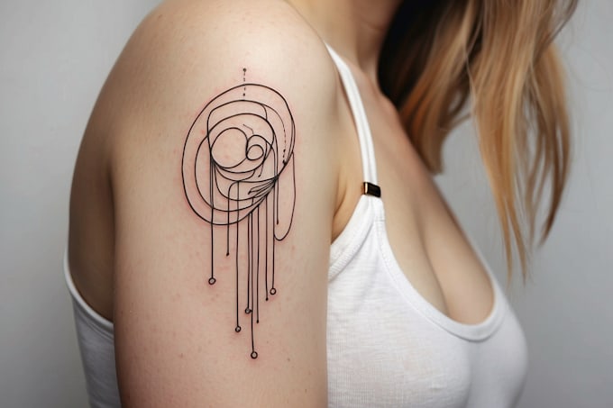 create a cute minimalistic line art tattoo design
