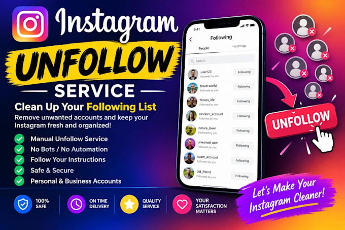 unfollow, remove fake followers, and delete posts on instagram