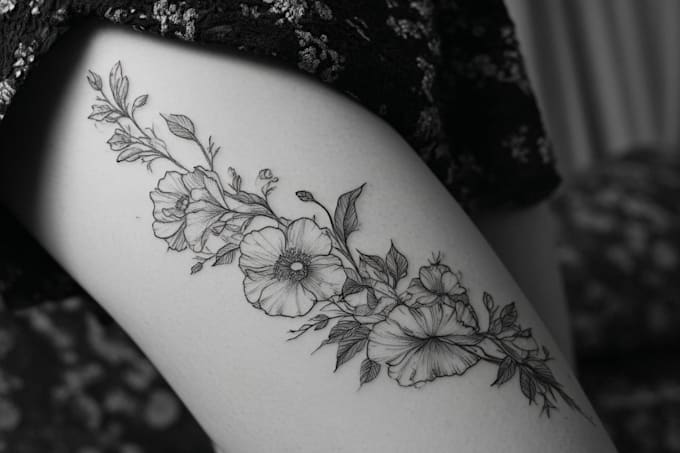 create a cute minimalistic line art tattoo design