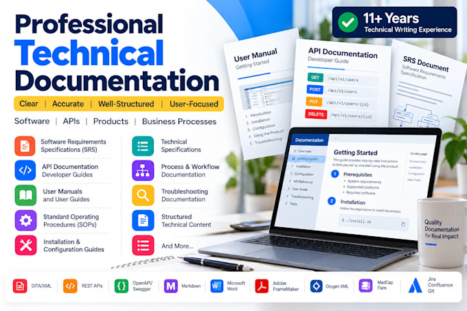 write professional srs API documentation and user guides