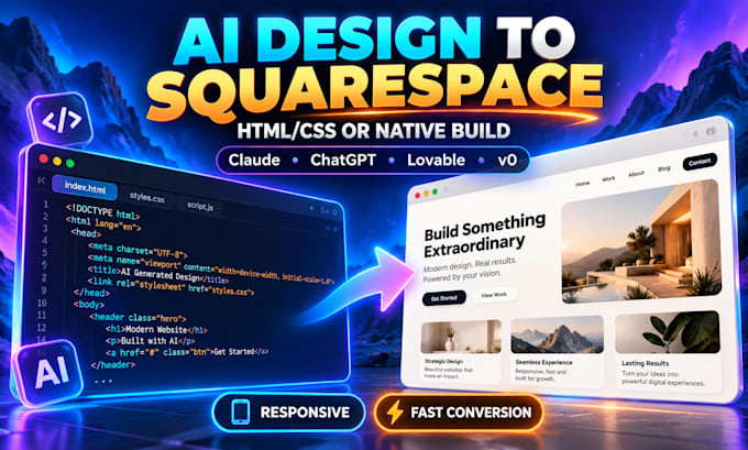 convert claude or ai generated html design into squarespace