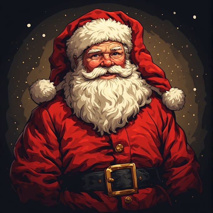 draw custom santa portrait illustrations