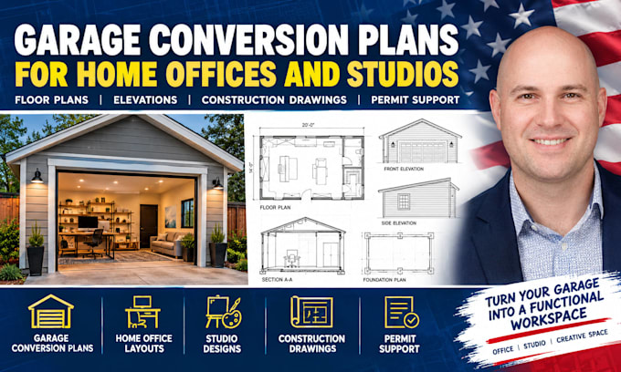 create garage conversion plans for home offices and studios