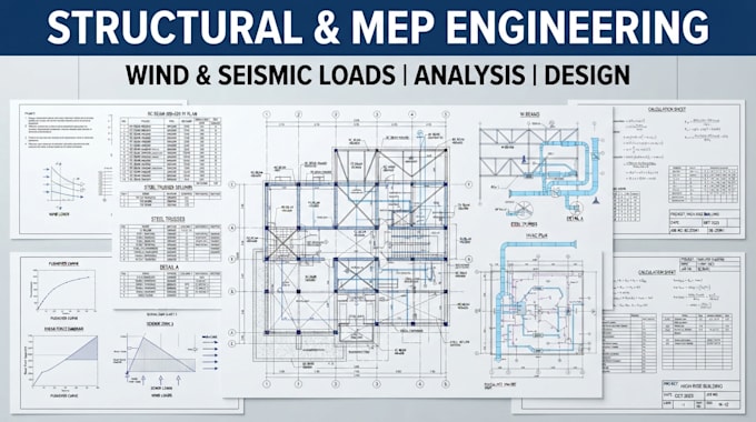 do wind and seismic load calculations, structural analysis design and mep