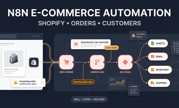 build n8n shopify and ecommerce automation for orders and customers