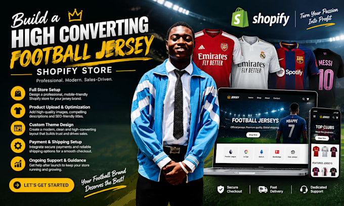 build high converting shopify store jersey website
