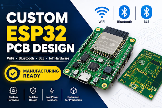 design esp32 wifi bluetooth iot pcb, schematic and pcb layout