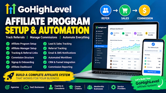 build gohighlevel affiliate program with tracking and referral automation