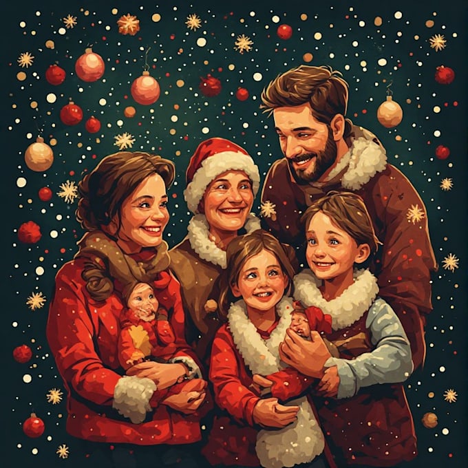 draw custom christmas caricatures for winter
