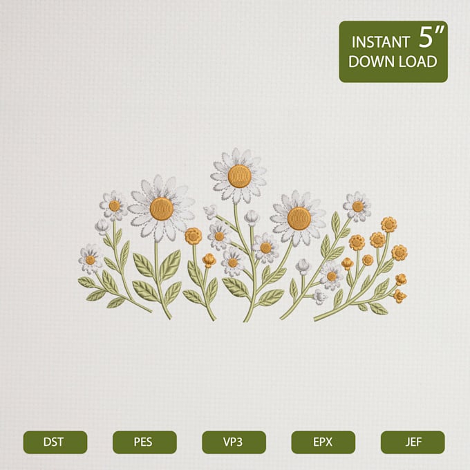 daisy embroidery for hats