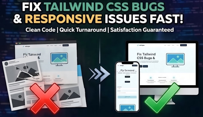 fix tailwind css bugs and design responsive frontend web pages