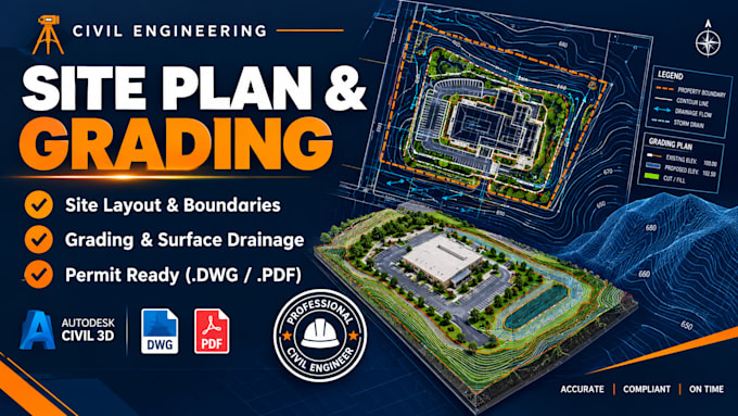 design site plan grading plan and drainage management for permit