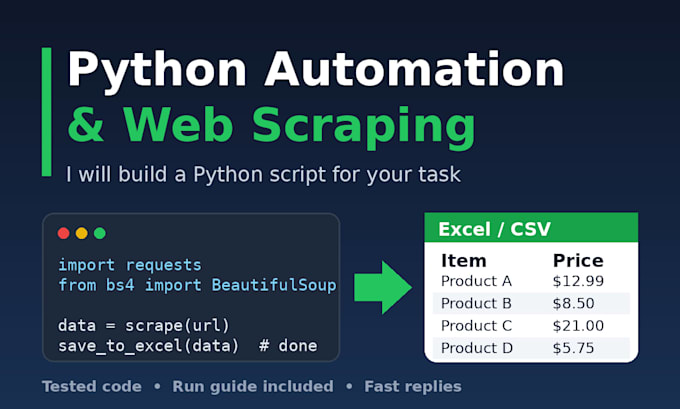 build a python script for web scraping and task automation