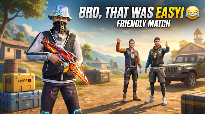 design eye catching free fire gaming thumbnails for youtube