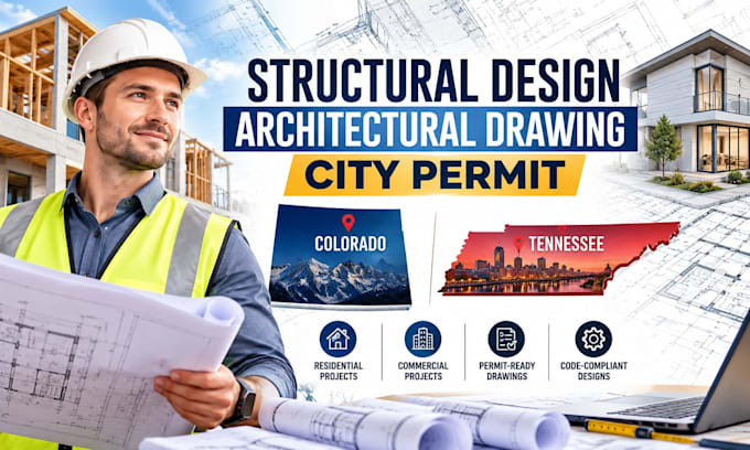 structural design, architectural drawing, city permit in colorado, tennessee