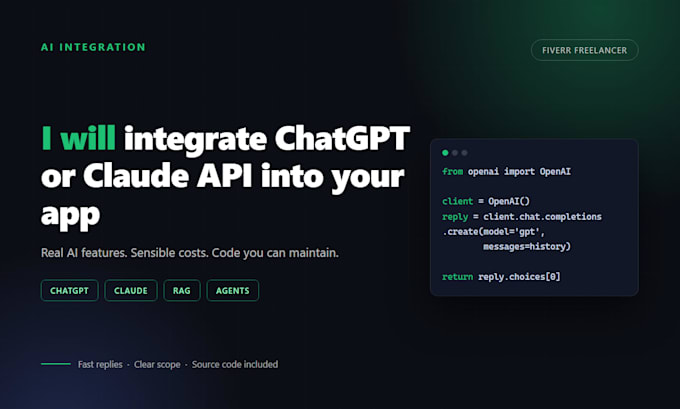 integrate chatgpt or claude api into your app with python