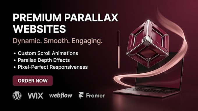 create premium parallax website with scrolling effects on wordpress wix webflow