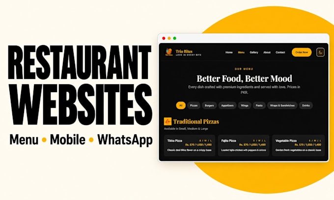 design and build a restaurant website with menu and whatsapp