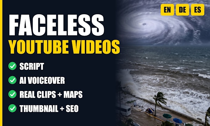 create faceless youtube videos with script, ai voiceover and thumbnail