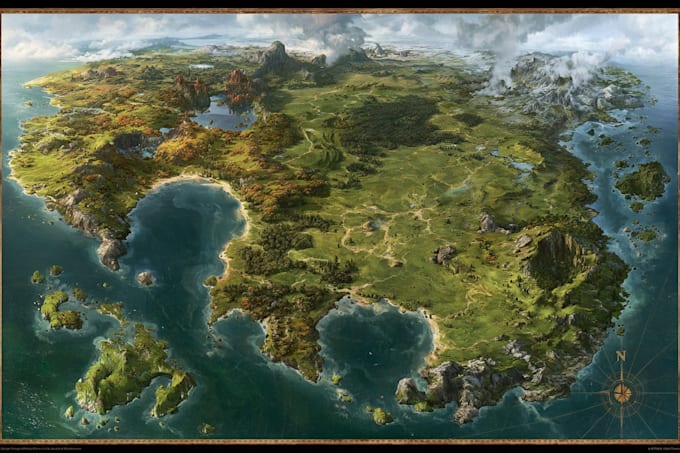 draw a fantasy map, vector map illustration vector