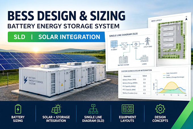 do bess design and sizing, battery energy storage system, sld, solar integration