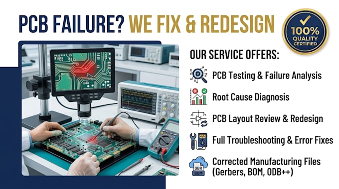 test review any failed pcb, redesign troubleshoot fix existing pcb layout error