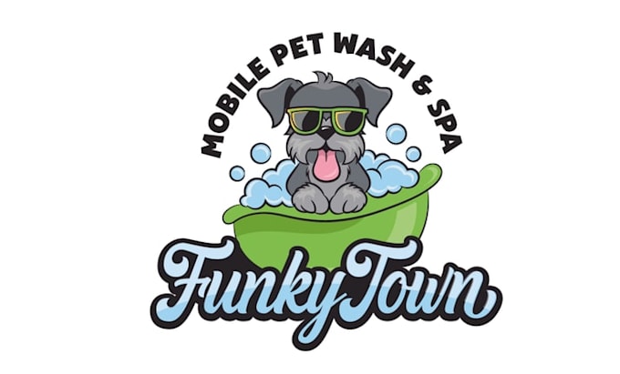design modern funky mobile dog wash logo
