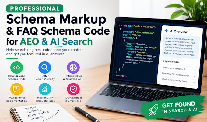 write schema markup and faq schema code for aeo and ai search
