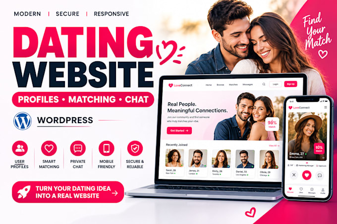 build a professional dating website with profiles, matching and chat