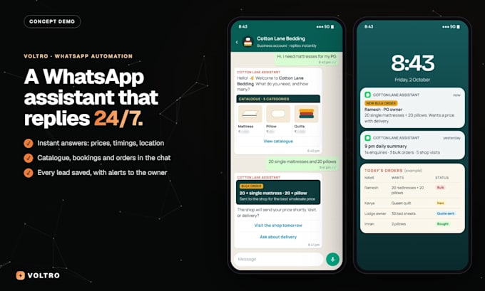 set up a whatsapp chatbot and auto replies for your business