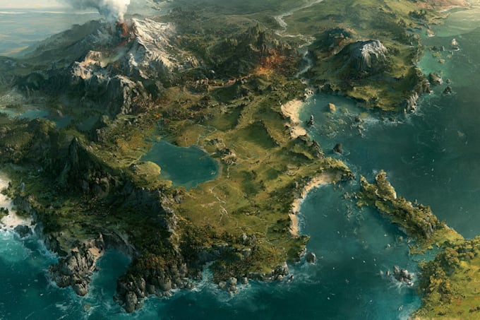 make fantasy map illustration for  novels and games