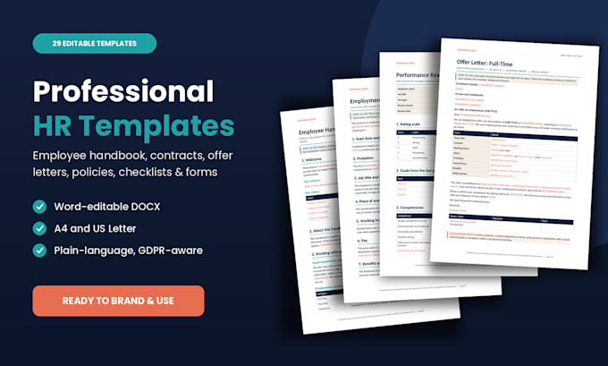 deliver editable HR templates, contracts, policies and onboarding forms