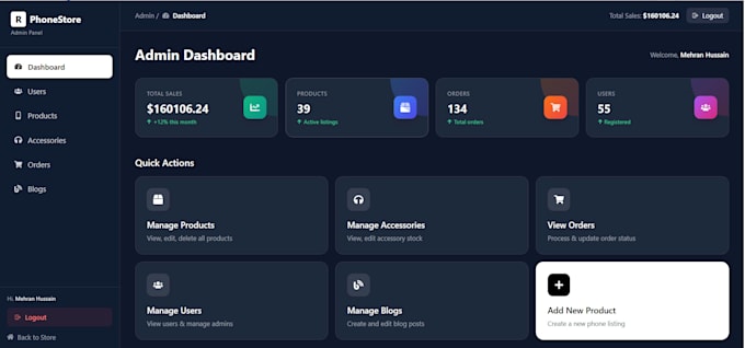 build mern stack phone store ecommerce with ai auto blog and stripe