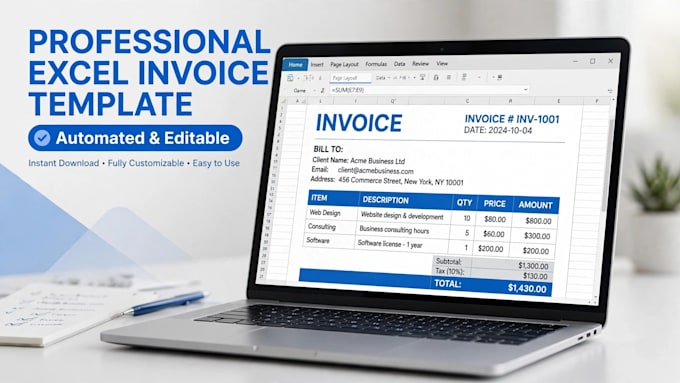 create professional excel invoice with gst and dashboard