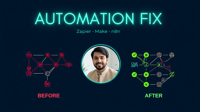fix, debug or improve your zapier, make or n8n automation