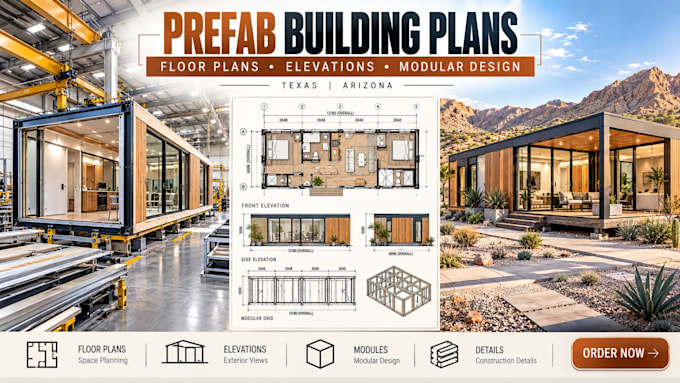 create prefab building plans and elevations in texas, arizona