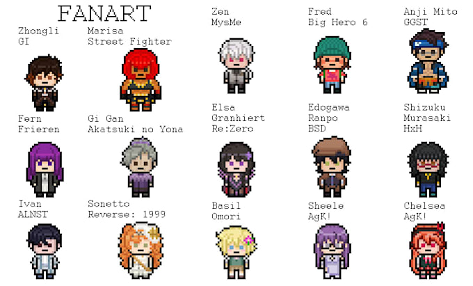 do danganronpa style pixel art