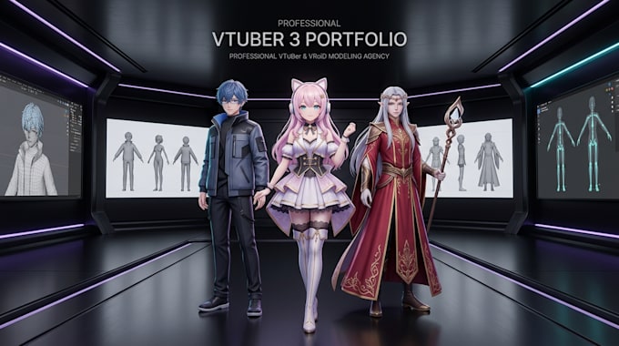 create 3d character, 3d vroid and 3d modeling rigging for vtuber and streamings