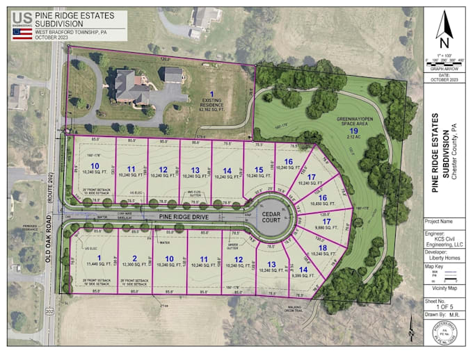 design lot subdivision, lot split, parcel layout and land division plan