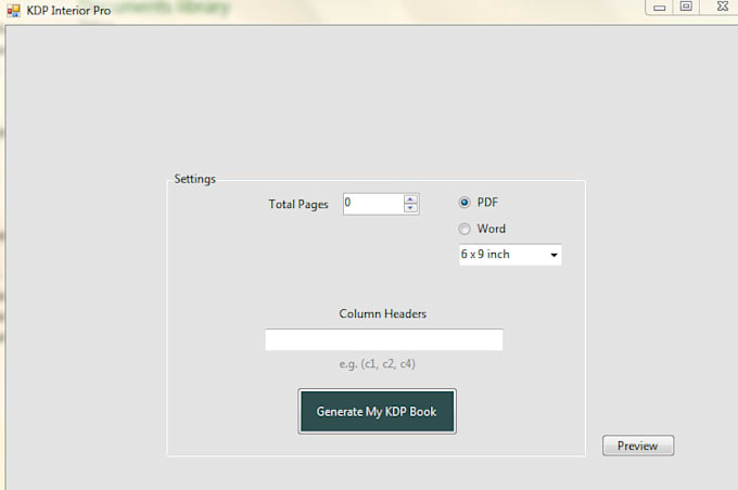develop custom windows desktop software or KDP interior generator tool