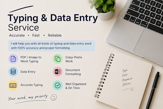 do accurate typing and data entry