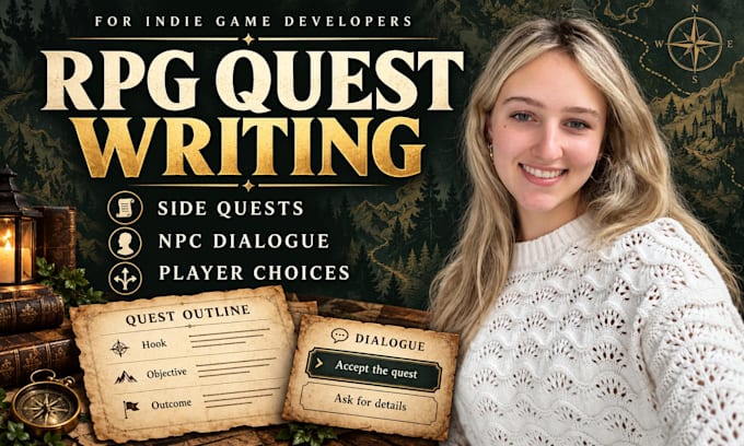 write rpg quests, side quests and npc dialogue for your indie game