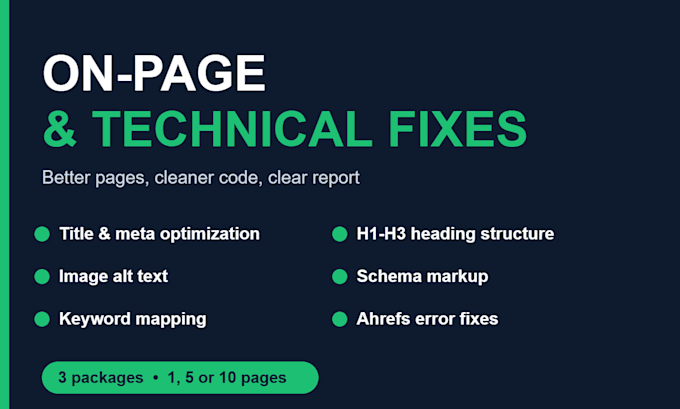 do on page optimization and technical fixes for your website