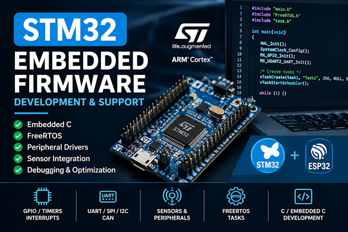 develop stm32 firmware in embedded c with freertos