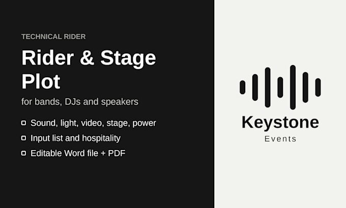 a professional technical rider and stage plot for your show
