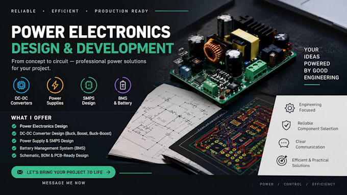 design power electronics, dc dc converters, smps, battery and power supply pcb