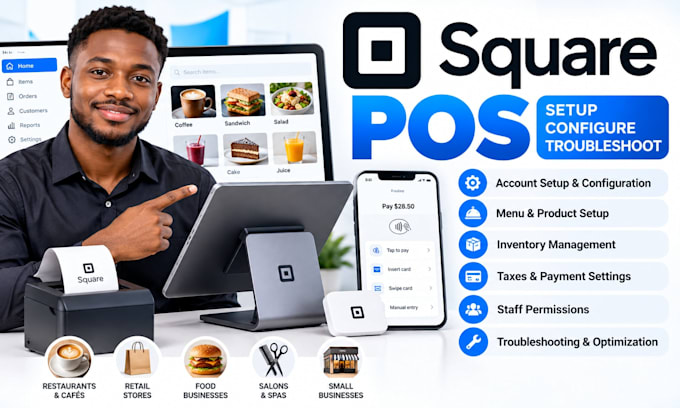 setup, configure and troubleshoot square pos