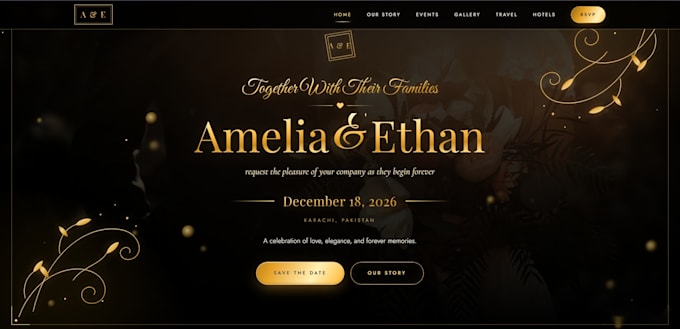 design a premium wedding website with rsvp and countdown