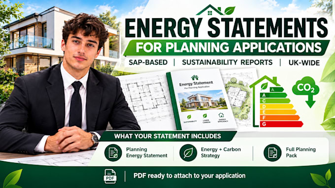 write a planning energy statement, sustainability report UK, energy efficiency