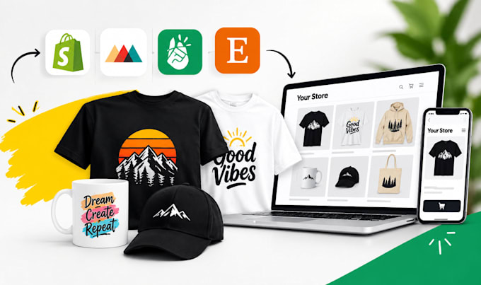 build shopify pod store, printful, printify etsy pod tshirt